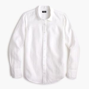 J. Crew White Linen Slim Perfect Button Down